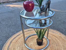 Table d appoint,  table de nuit métal plateaux verre