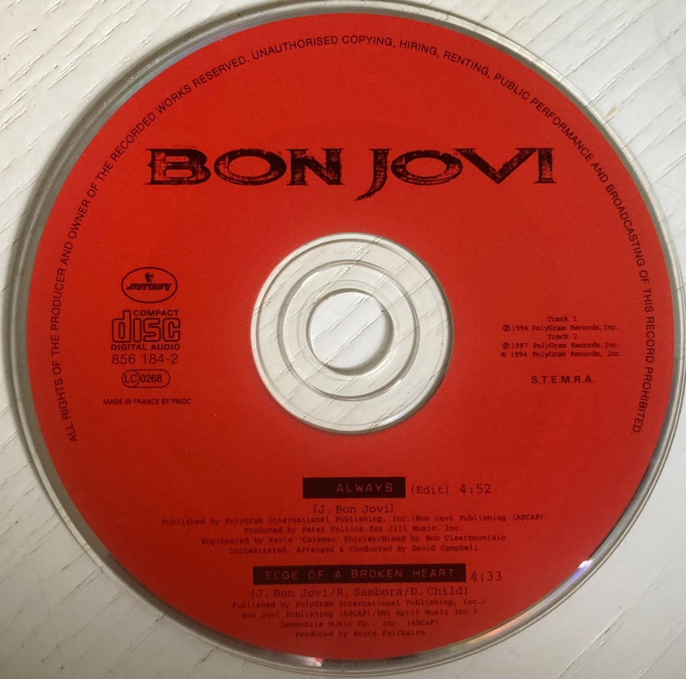 CDs: BON JOVI - ALWAYS – Gebraucht aus Poliez-Pittet von Newtown-Records 2