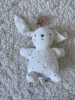 Peluche Lapin blanc musical avec anneau bois NEUF