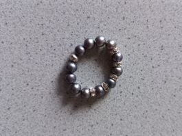 Süsswasser Perlen Fingerring mit Swarovki Kristallringe G.59