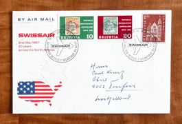 1965, Swissair-Brief mit NABRA Blockausschnitten W41, W42