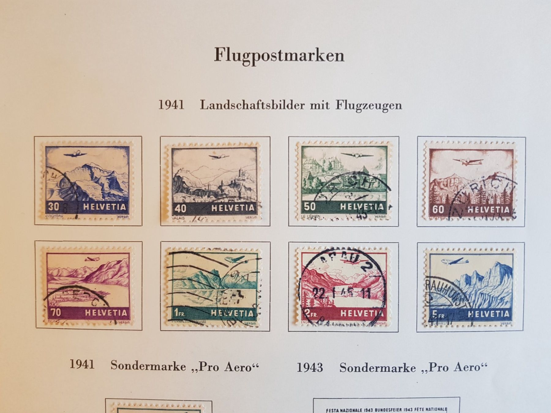 Alle Briefmarken: Schweizer Flugpostmarken 1941-1944 Sammlung pro Aero – Gebraucht aus Münchenstein von Donegal1 1