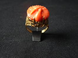Goldring China Koralle Gold 585 14K Asiatika Ring Schmuck