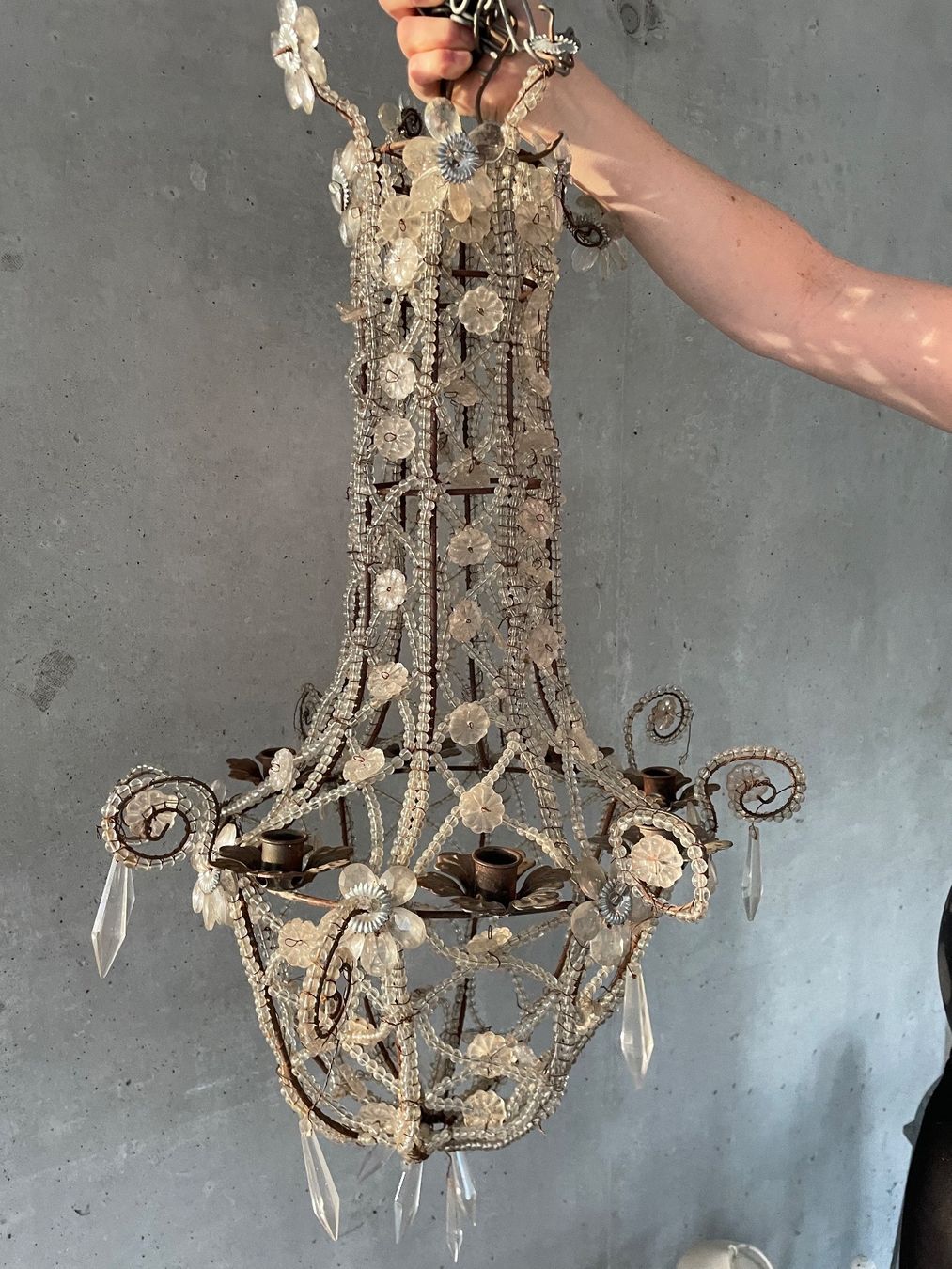 Lampade: 3 x Leuchter mit Glassteinen – Usato da selzach venduto da sanperepescador