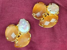 Chapeau-Atelier.Citrine Ohrringe facettierte Quarze & Perlen