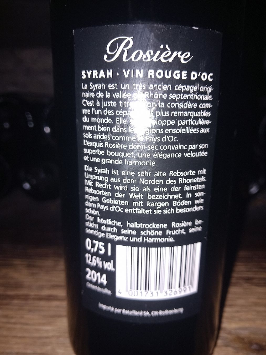 Vino: Rosiére syrah 2014 – Nuovo e nell'imballaggio originale da Le locle venduto da juliensaran 3