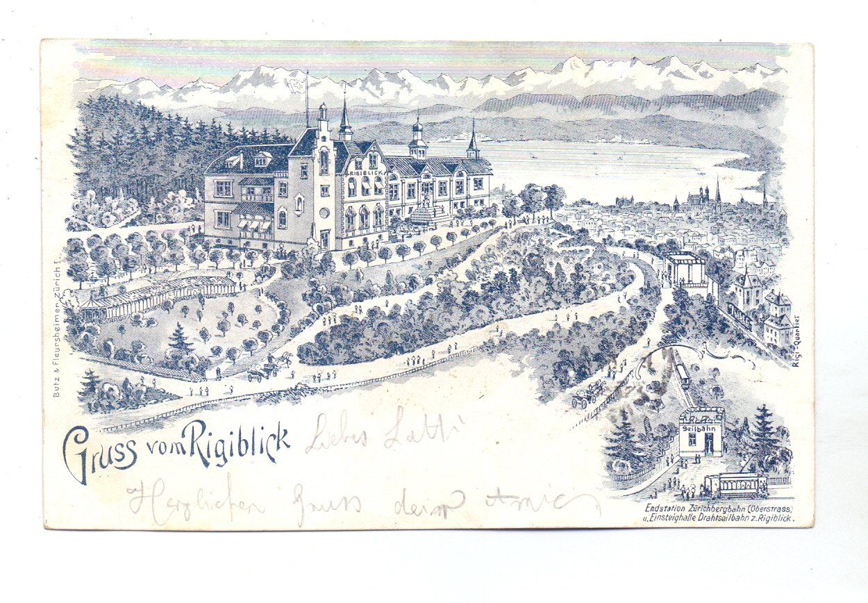 Cartoline postali: Zürich - Rigiblick - Litho von 1902 – Usato da Tagelswangen venduto da Miski