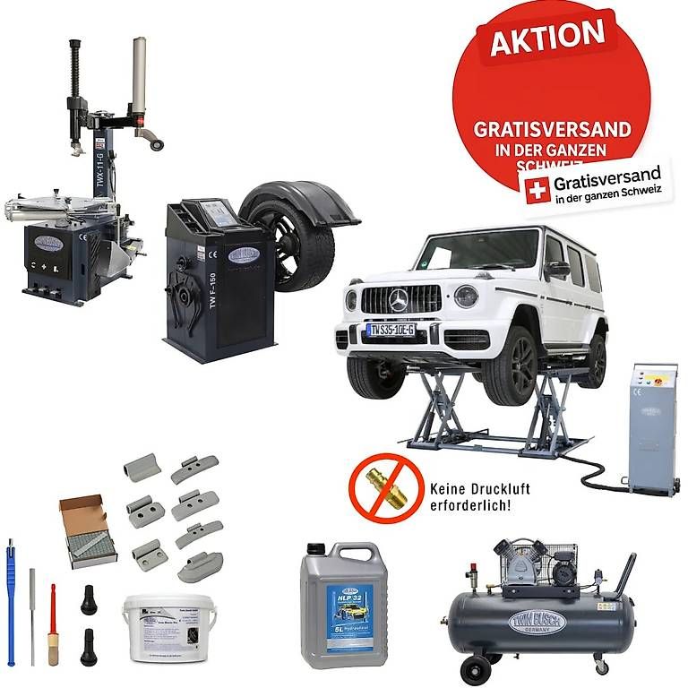 Twin Busch Piattaforme elevatrici & Crick: 1 Meter Scherenlift 3.5 t Werkstatt Set Basic – Nuovo e nell'imballaggio originale da Rüthi (Rheintal) venduto da Toptool-3 1