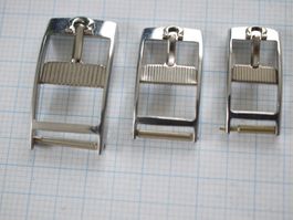 3 alte Omega Schnallen silberfarben, 12, 8, 6mm-innen gemess