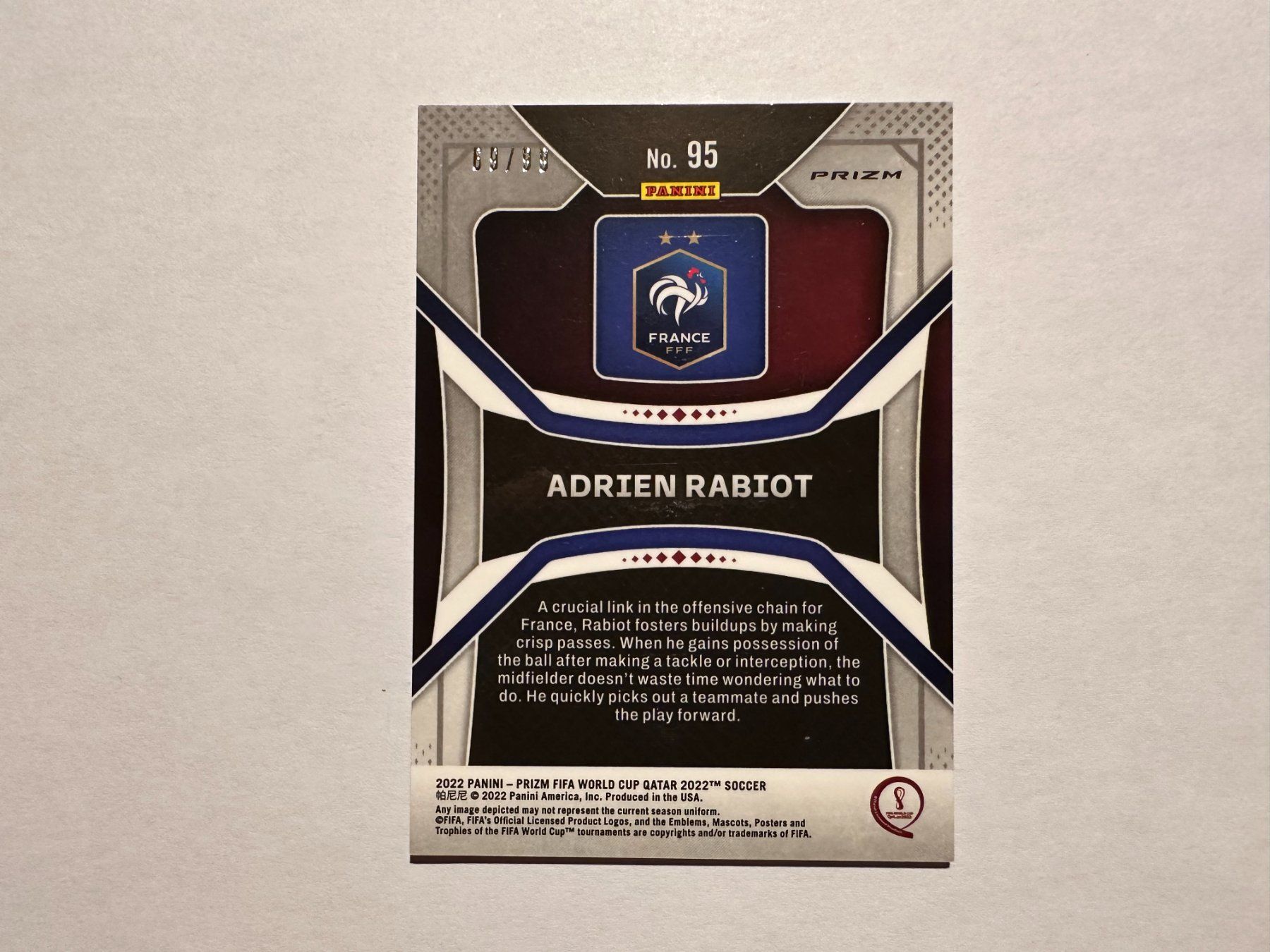 Panini Sammelbilder & Trading cards: 2022 Panini Prizm World Cup Adrien Rabiot /99 – Gebraucht aus Hagendorn von Pokecollectorch 2