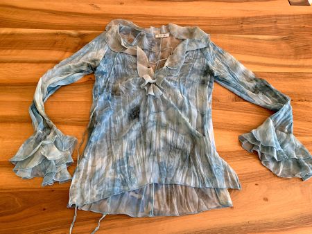 Sandro Luxus Seidenbluse Trompetenärmel Grösse S