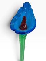 Fleur d'arum bleue avec tige en verre de Murano