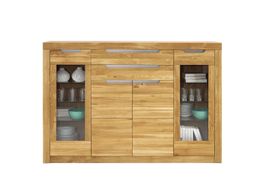 Highboard BASEL Wildeiche massiv geölt 175 cm Beleuchtung
