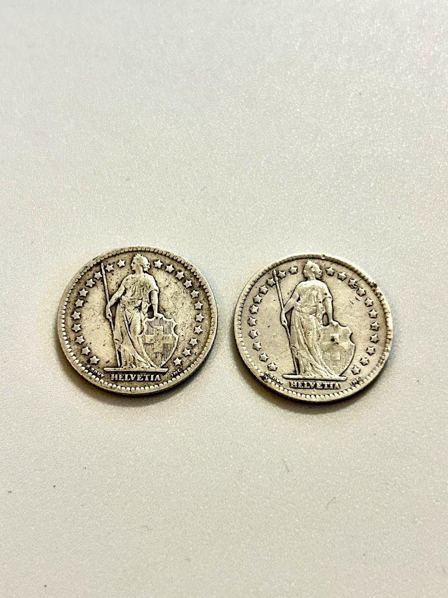Alle Münzen: 2 x 1 franken 1909 – Gebraucht aus Lugano von Mil-klr26 1