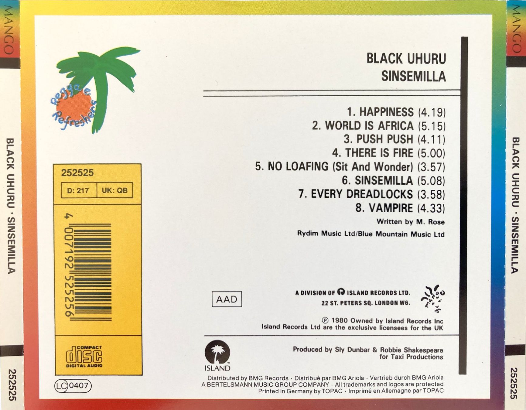 CDs: BLACK UHURU - SINSEMILLA – D'occasion à Bottens par hotter-than-hell 1