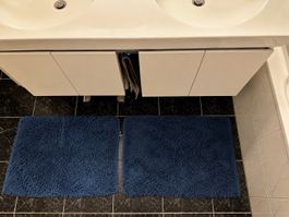 2 Hochflor Teppiche, Badteppiche Blau, Nagelneu