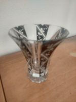 Art Deco Ktistallglas Vase, klarglas schwarz , 10-eckig