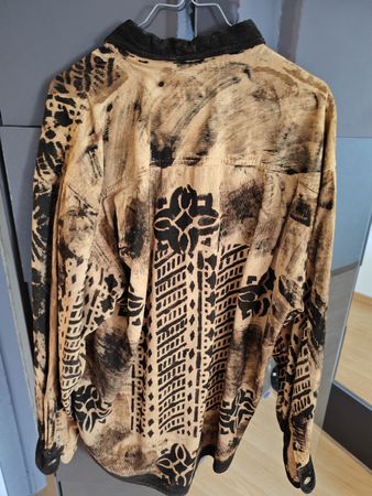 Chemise Homme Vintage Motif Ethnique Taille L en Velours