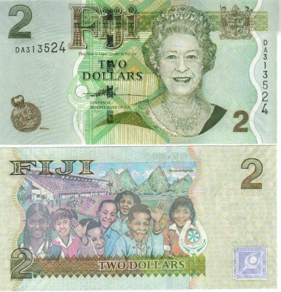 Banconote: Elizabeth Fiji 2 Dollar 2011 unz – Nuovo e nell'imballaggio originale da Gelterkinden venduto da Cakir