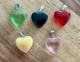Charms / Anhänger Herzen Glas, 5 Stück