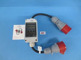 Lade und Strom Adapter CEE 32A 5/P zu CEE 16A 5/P gesichert