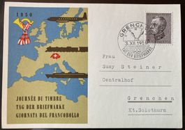 Tag der Briefmarke 1950 auf Originalkarte, SBK 18 Fr.