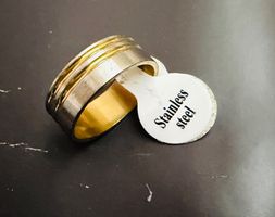 Edelstahlring, Gold/Silber Design - Grösse 18