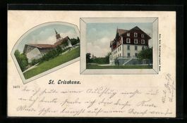AK St. Chrischona, Kurhaus, Kirche, 1904