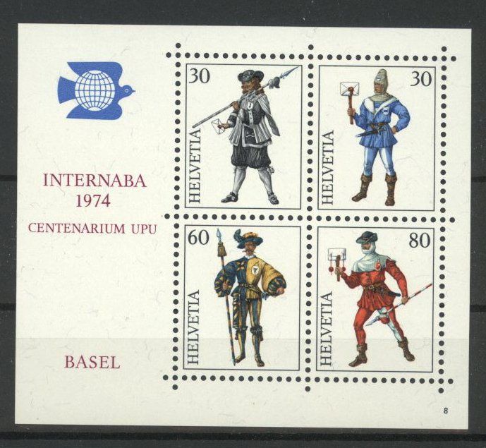 Alle Briefmarken: 1974, Gedenkblock NABA Basel, Nr. 8 ** – Gebraucht aus Willisau von Vollstempel