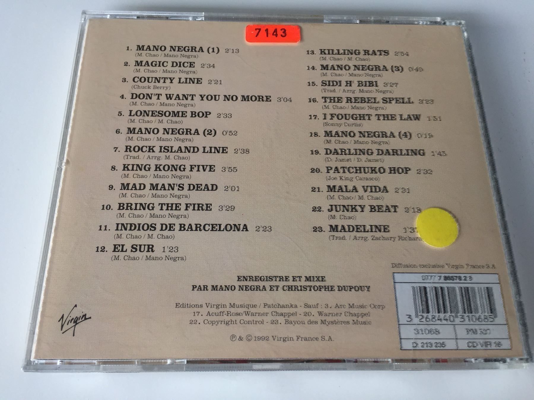 CD: La Mano Negra - In the Hell of Patchinko – Usato da Rüti ZH venduto da alumedien 1