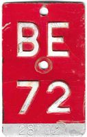 Velonummer Bern 1972 BE 72