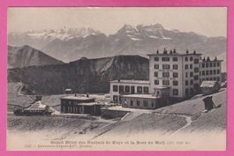 Grand Hôtel des Roches de Naye gel 1906 mit Bahn