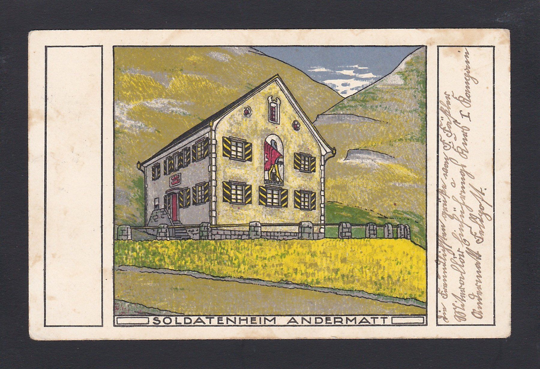Cartoline postali: ANDERMATT - Soldatenheim, 1918 – Usato da Reiden venduto da cinfis