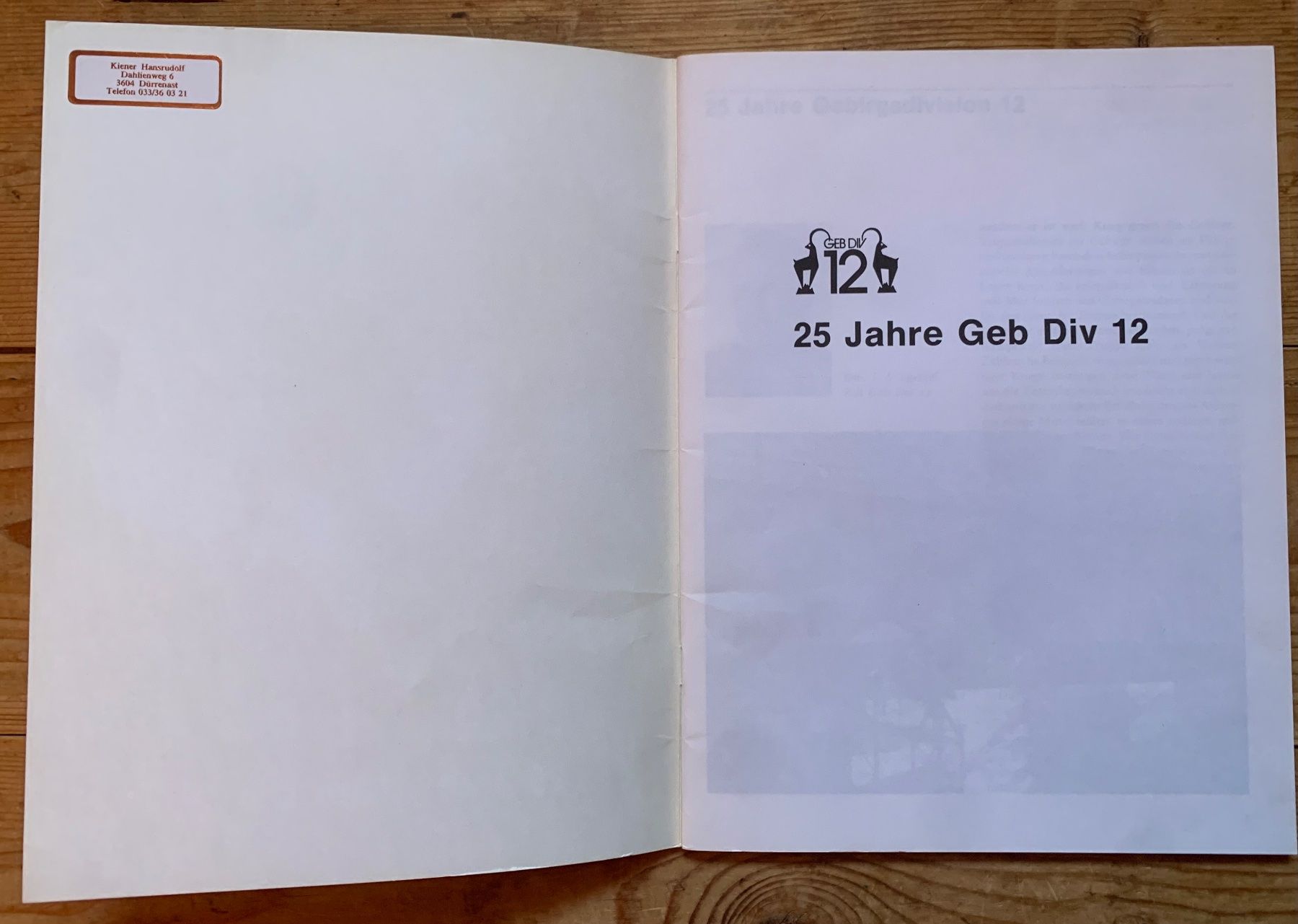 Libri: Büchlein 25 Jahre Geb Div 12 – Usato da Goldingen venduto da Bergler012 1