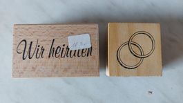 2 Holzstempel "Wir heiraten" & Ringe - DIY Hochzeit! *NEU*