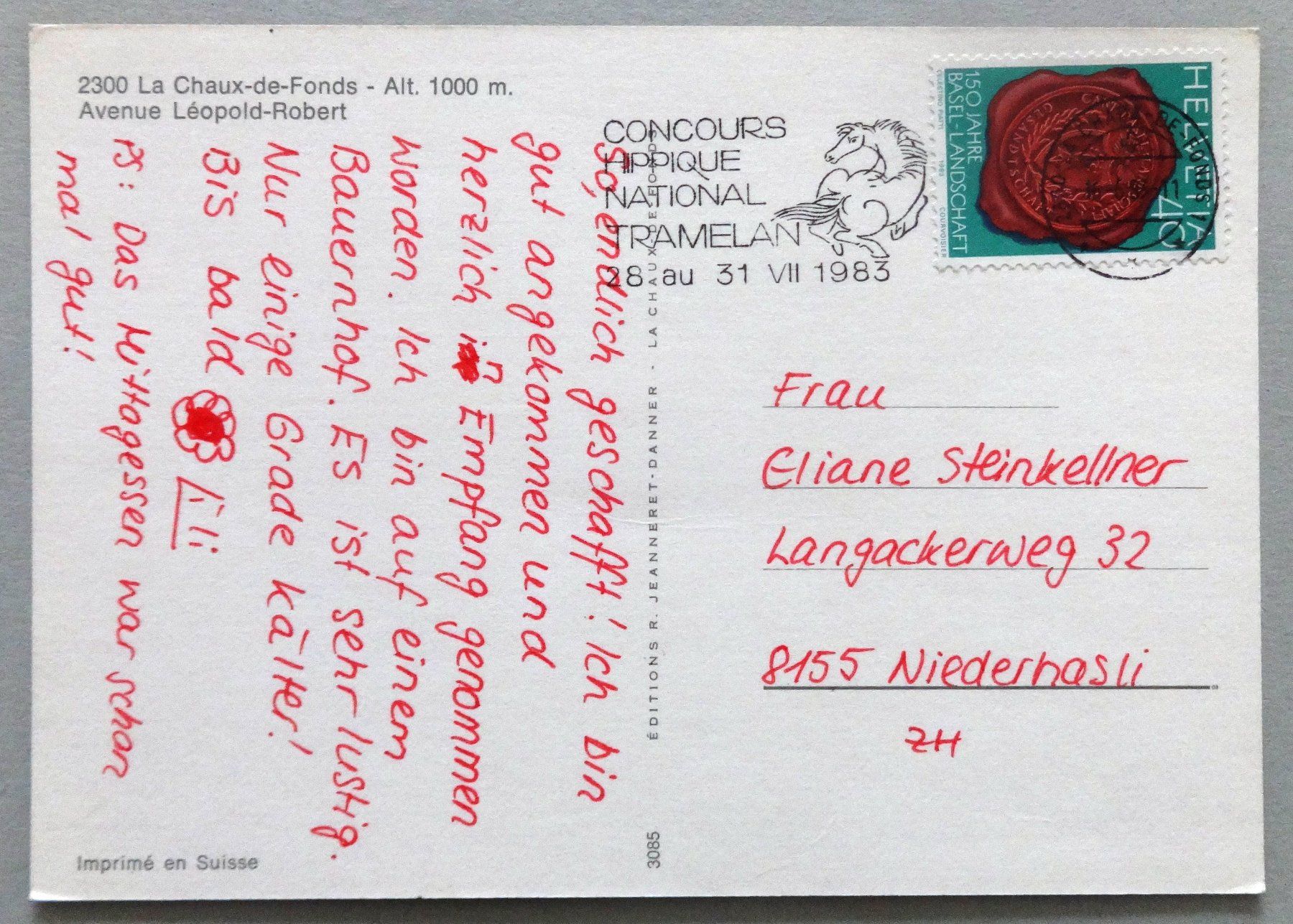 Cartoline postali: La Chaux-de-Fonds, Av. Léopold-Robert – Usato da Fétigny venduto da Billy2miny 1
