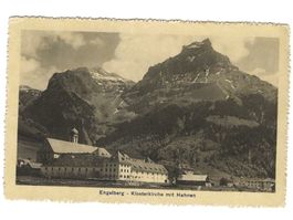 Alte Ansichtskarte Engelberg OW – Klosterkirche mit Hahnen
