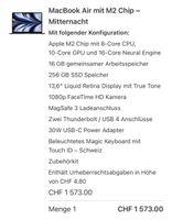 MacBook Air 13,6” M2 (2022) – 16 GB RAM / 256 GB SSD