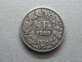 Alte schöne Silber 1/2 Fr.  1903