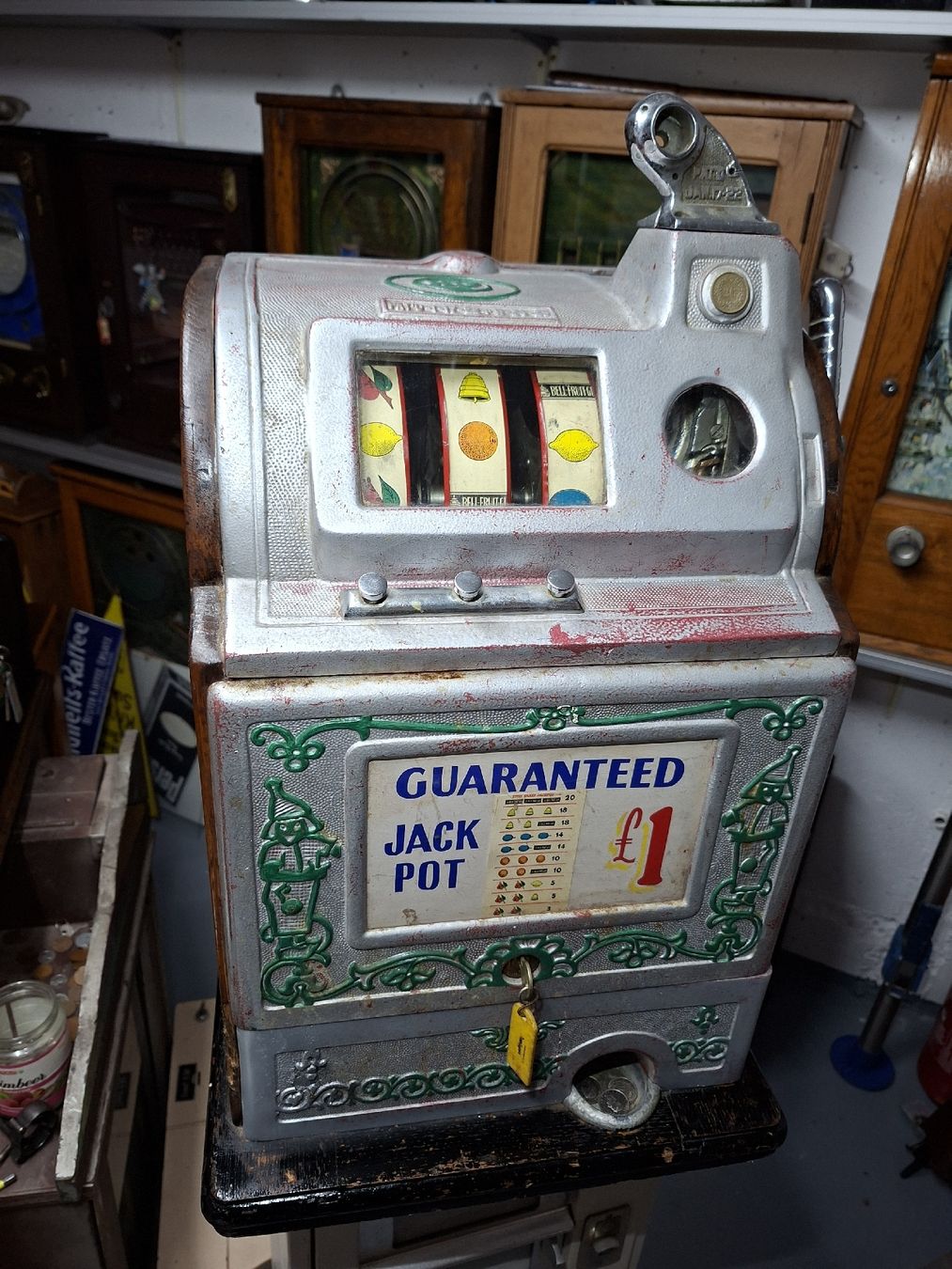 Spielautomaten: Antiker Einarmiger Bandit / Slot Machine, Bell Fruit 1922 – Gebraucht aus Rothenburg von Nosta4 3
