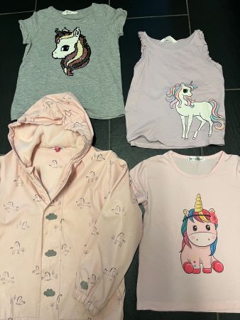 4er Set Kinderkleider Gr. 134 Mädchen Einhorn Frühling/So...