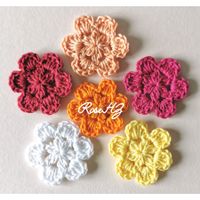 Gehäkelte Blumen 6.Stück Baumwolle