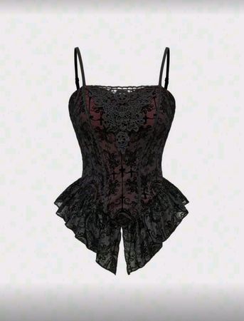 Rot/schwarzes Gothic-top Gr M *neu*