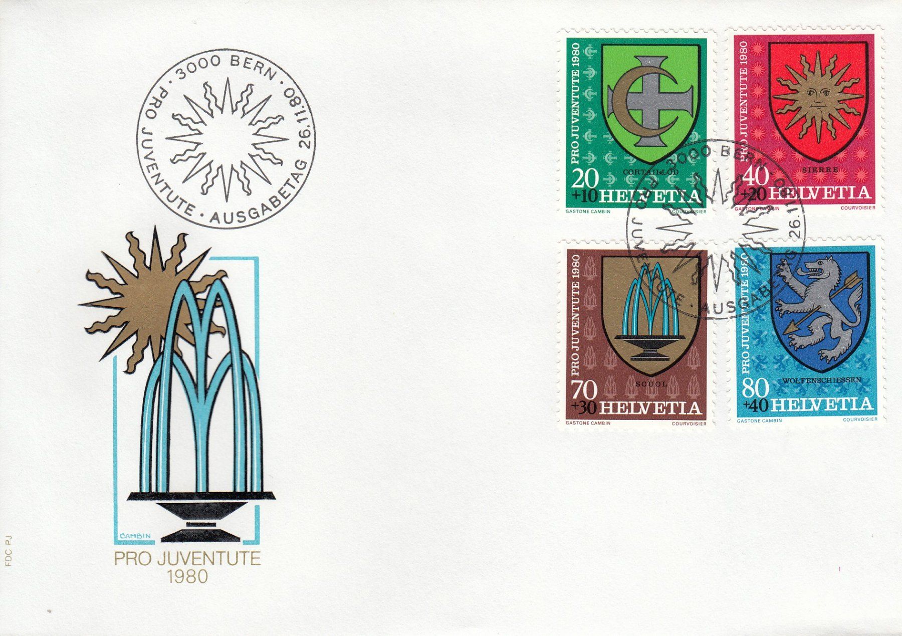 Tutti i francobolli: 1980 Pro Juventute FDC Gemeindewappen – Usato da Spreitenbach venduto da Mustang_1105