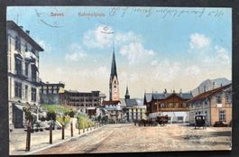Davos Bahnhofplatz/ Ansicht 1907/ Pferdewagen