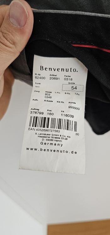 Eleganter Herrenanzug Gr. 54 Benvenuto 3