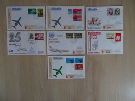 7 verschiedene Flugpostbriefe 1974 teilw.fleckig ab Fr. 5.--