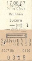 SBB /SGV Karton-Billett, Brunnen - Luzern 17.08.1967