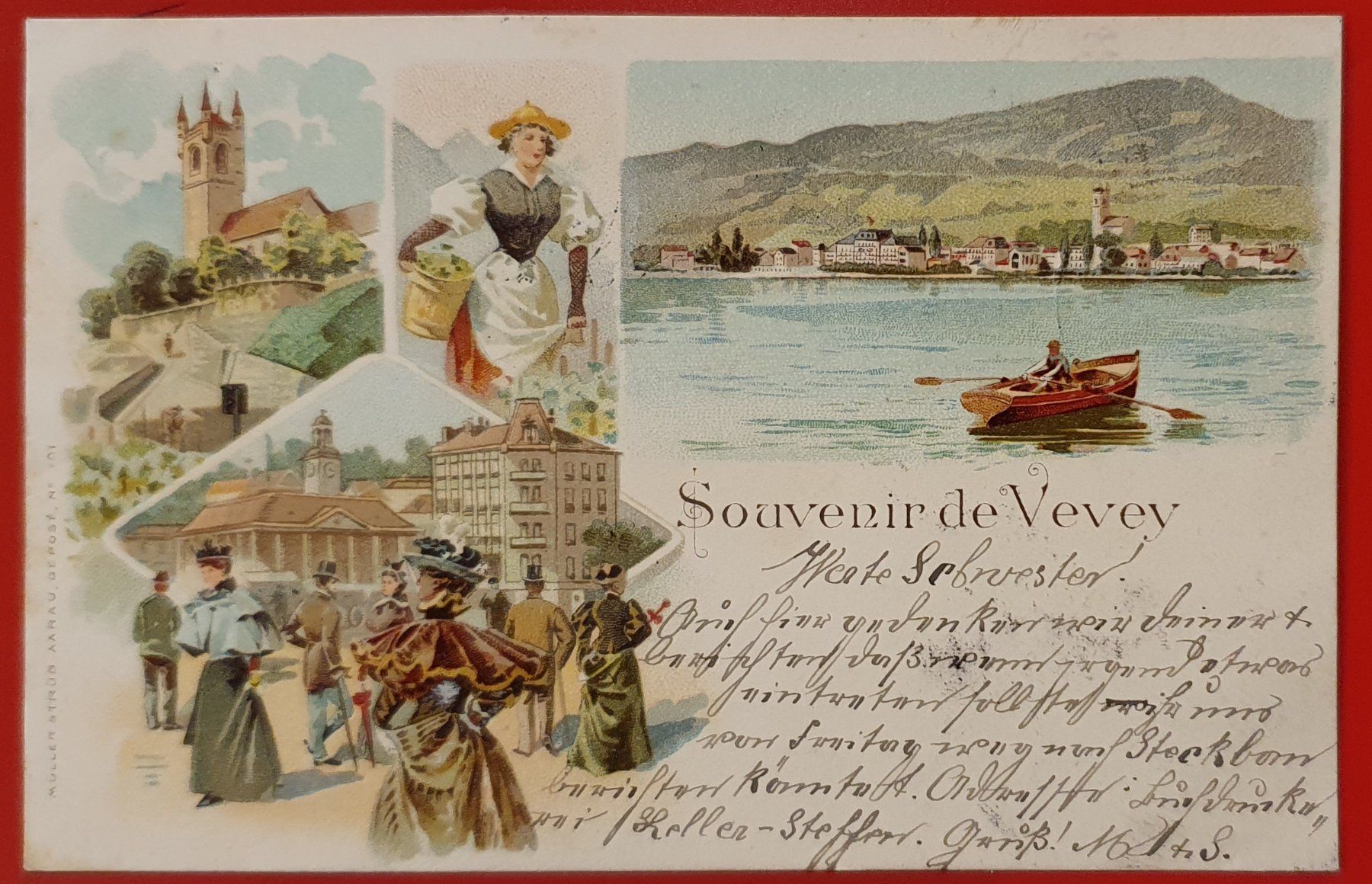Ansichtskarten: Souvenir de Vevey 1898 – Gebraucht aus Kreuzlingen von Rschweiz1