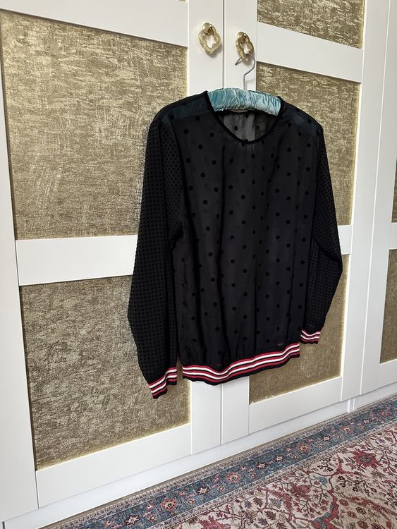 Sandro Chiffon top with velvet polka dots, size 1 7